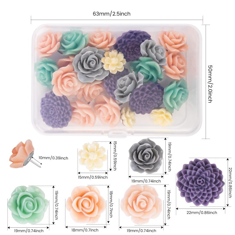 Temoyj 24Pcs Decorative Push Pins for Bulletin Board,Thumb Tack Decorative for Cork Board, Office Organization or Home - Image 2